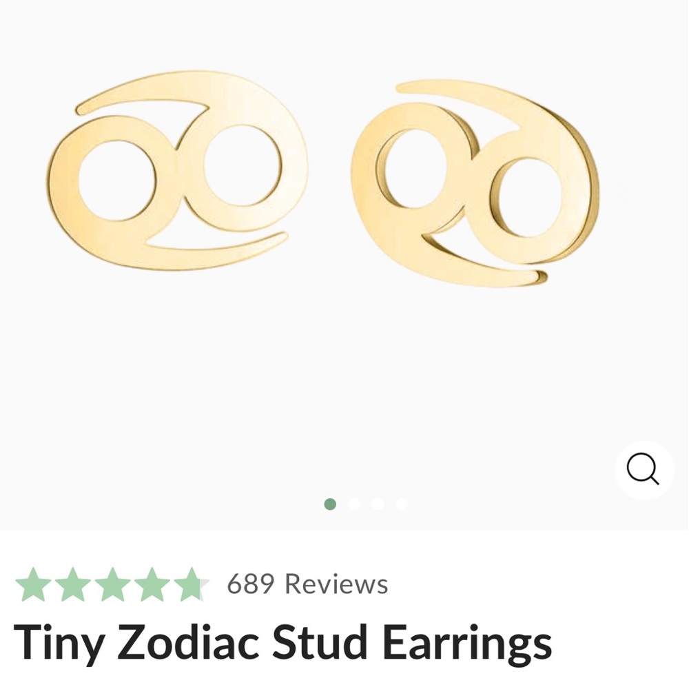Zodiac Cancer Gold Stud Earrings